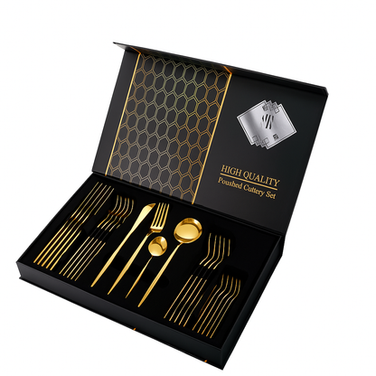 Juego de Cubiertos de 24 Piezas Dorado🍴