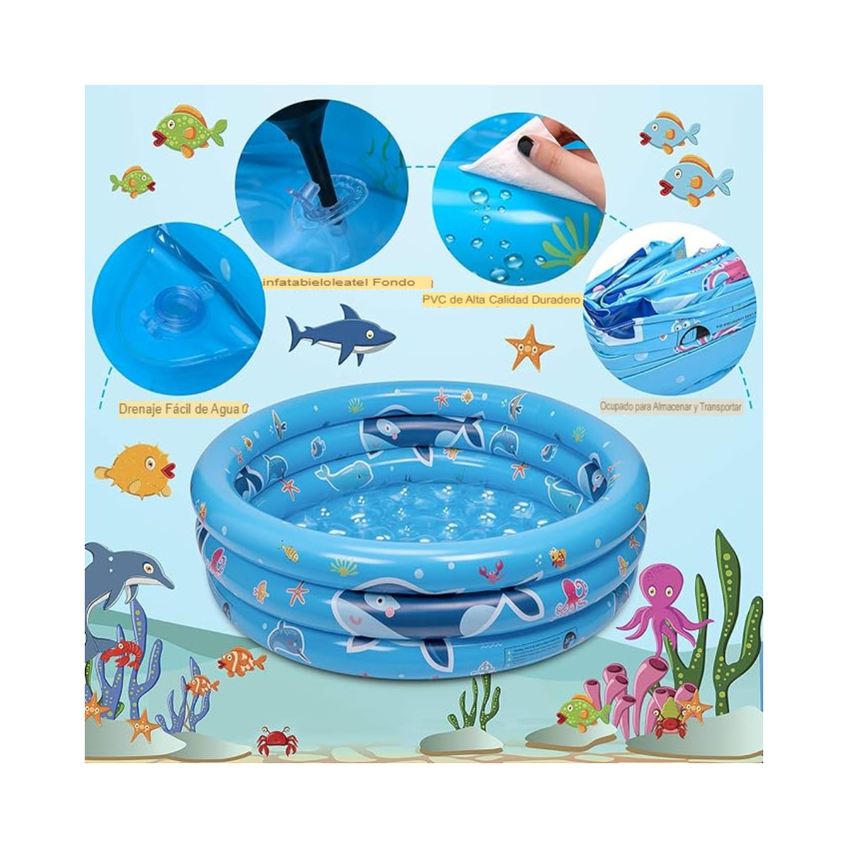 Piscina Inflable para niños, 60 CM